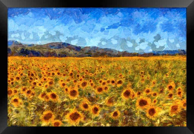 Van Gogh Summer Sunflowers Framed Print by David Pyatt
