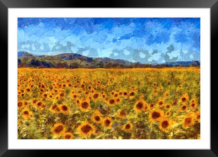 Van Gogh Summer Sunflowers Framed Mounted Print by David Pyatt