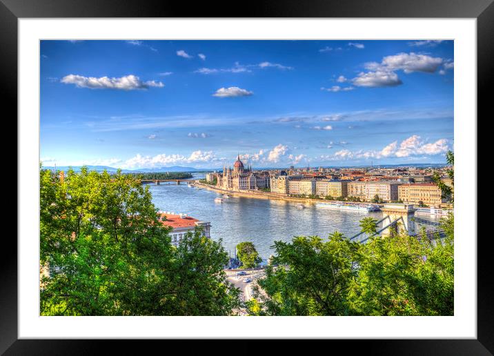 Budapest City Vista Framed Mounted Print by David Pyatt