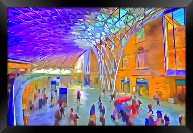 Kings Cross Rail Station Pop Art Framed Print by David Pyatt