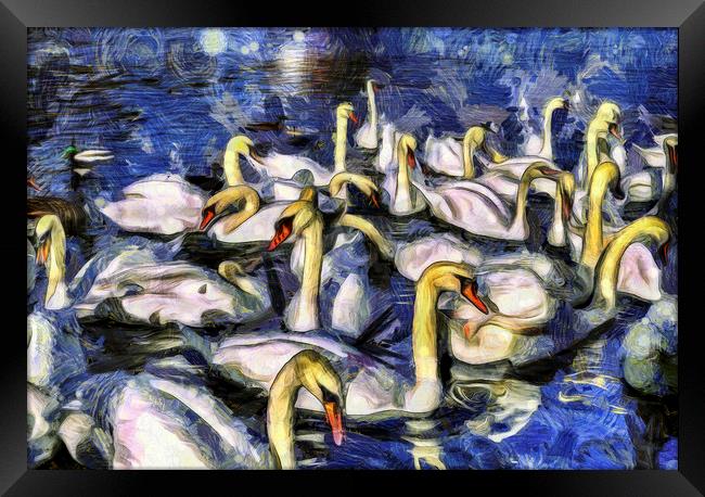 Swans Vincent Van Gogh Framed Print by David Pyatt