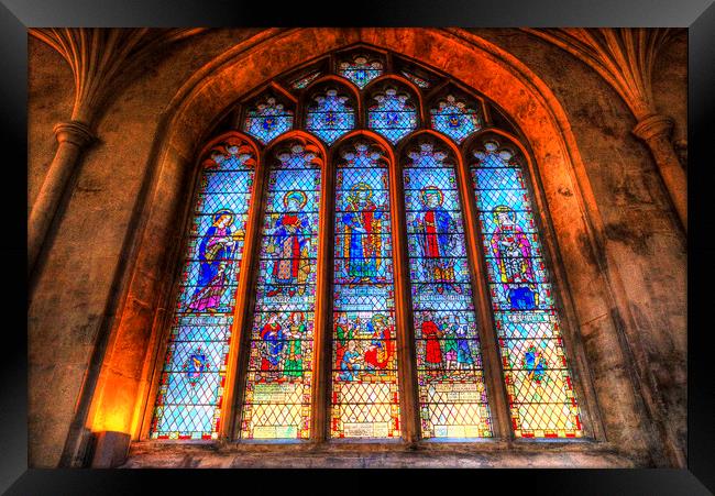 Stained Glass Abbey Window Framed Print by David Pyatt