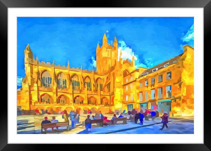 Bath Abbey Pop Art Framed Mounted Print by David Pyatt