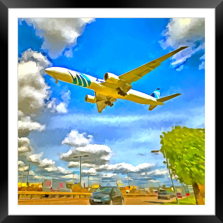 Airliner Pop Art Framed Mounted Print by David Pyatt