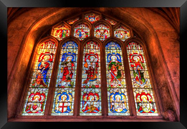 Bath Abbey Stained Glass Window Framed Print by David Pyatt