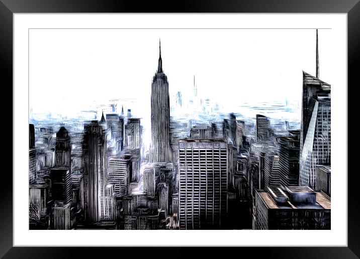New York Skyline Art Framed Mounted Print by David Pyatt