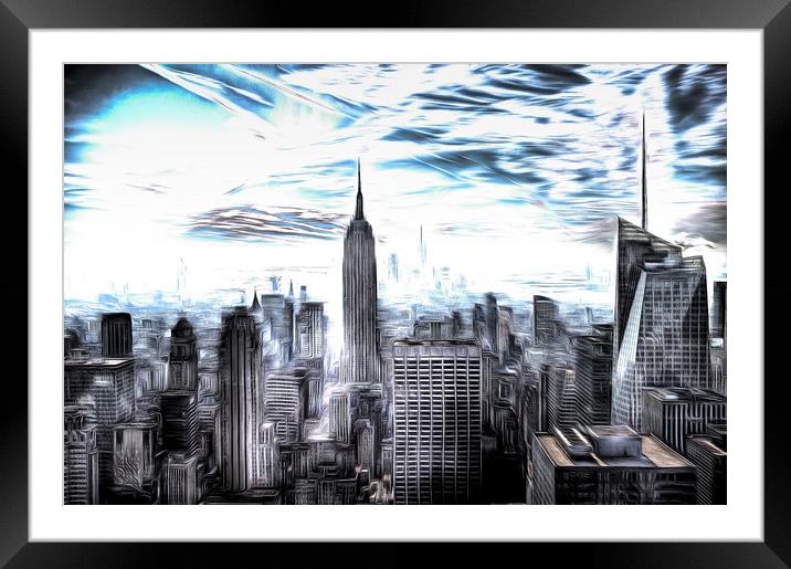Manhattan Skyline Art Framed Mounted Print by David Pyatt