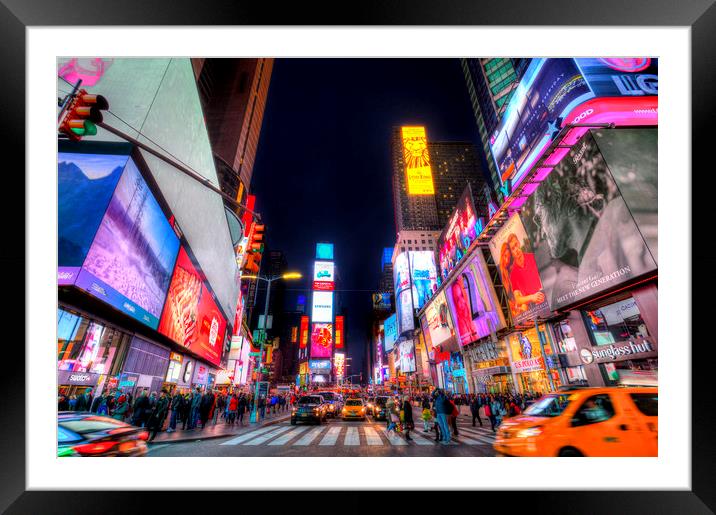 Times Square New York Framed Mounted Print by David Pyatt