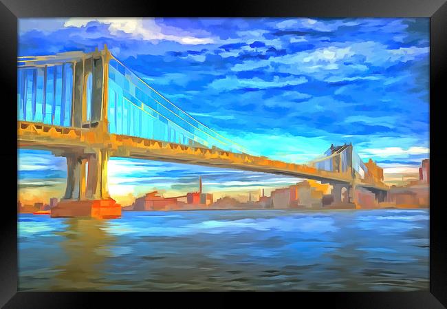 Manhattan Bridge Pop Art Framed Print by David Pyatt
