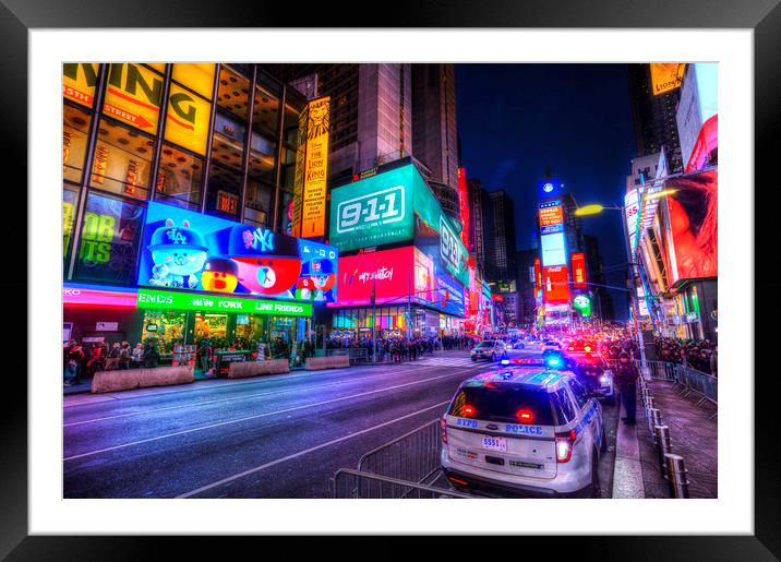 Times Square New York Framed Mounted Print by David Pyatt