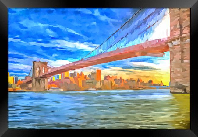 Brooklyn Bridge Pop Art Framed Print by David Pyatt
