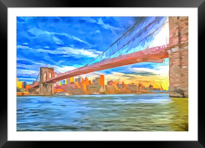 Brooklyn Bridge Pop Art Framed Mounted Print by David Pyatt