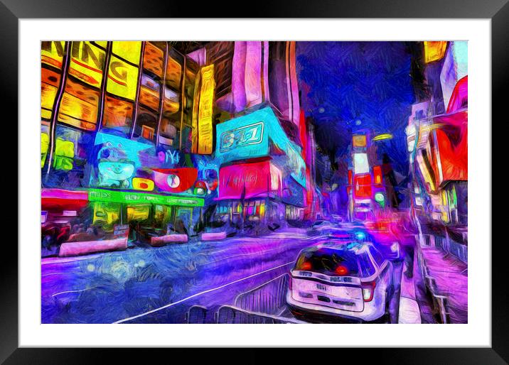 Times Square Van Gogh  Framed Mounted Print by David Pyatt