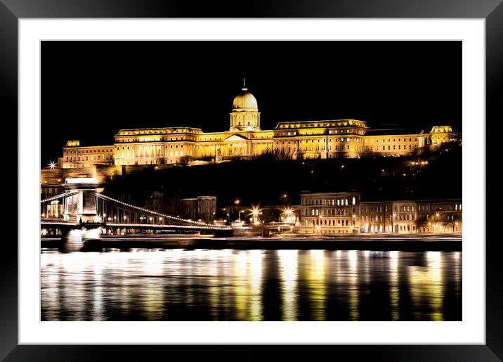 Budapest At Night Art Framed Mounted Print by David Pyatt