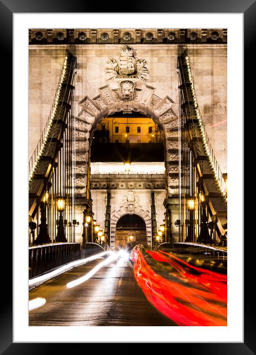 Budapest Chain Bridge Framed Mounted Print by David Pyatt