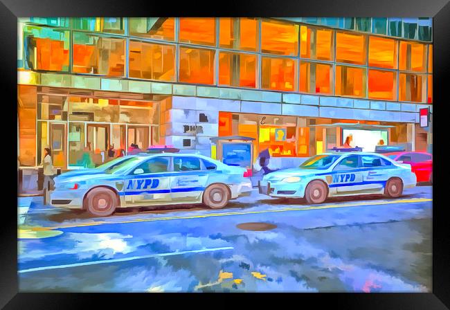 NYPD Cars Pop Art Framed Print by David Pyatt