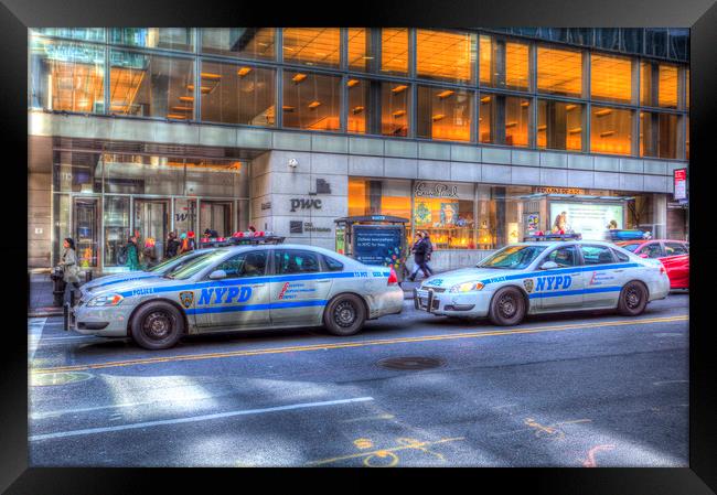 NYPD Police Cars Framed Print by David Pyatt