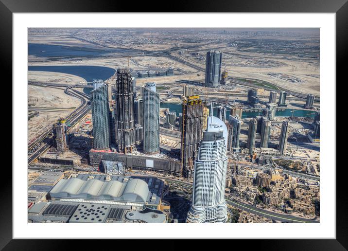 Dubai From The Air Framed Mounted Print by David Pyatt