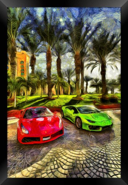 Dubai Super Cars Art Framed Print by David Pyatt