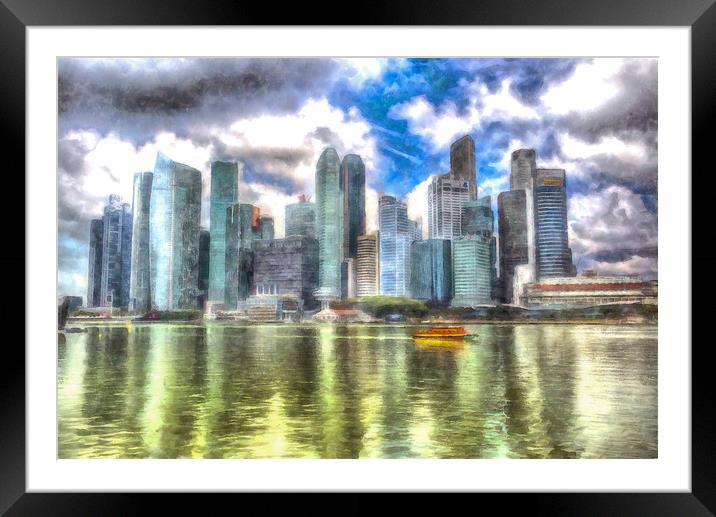 Singapore Marina Bay Art Framed Mounted Print by David Pyatt