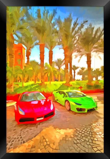 Dubai Super Cars Pop Art Framed Print by David Pyatt