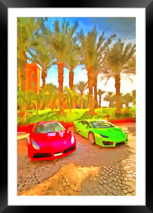 Dubai Super Cars Pop Art Framed Mounted Print by David Pyatt