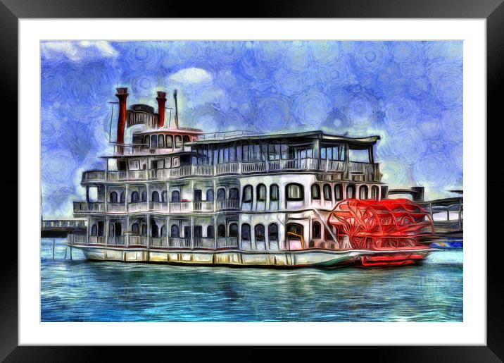 New Orleans Paddle Steamer Art Framed Mounted Print by David Pyatt