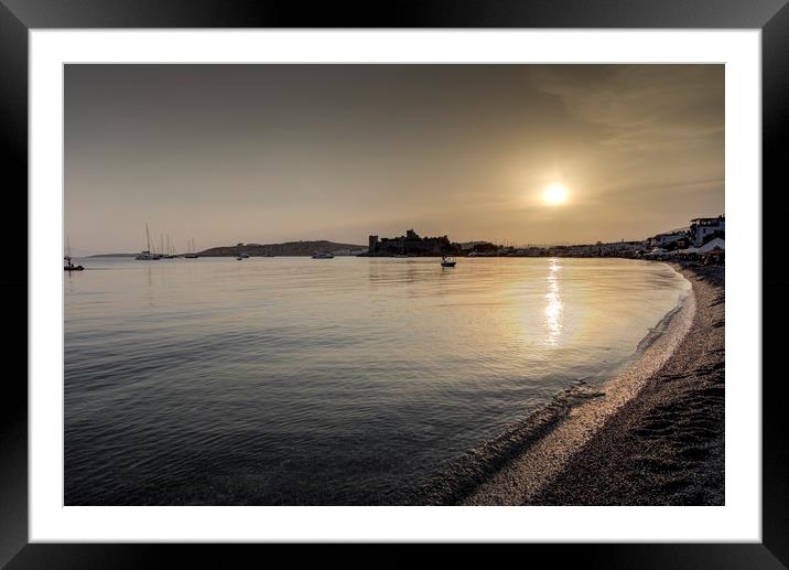 Bodrum Bay Sunset Framed Mounted Print by David Pyatt