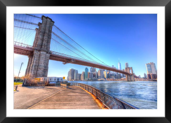 Brooklyn Bridge New York Framed Mounted Print by David Pyatt