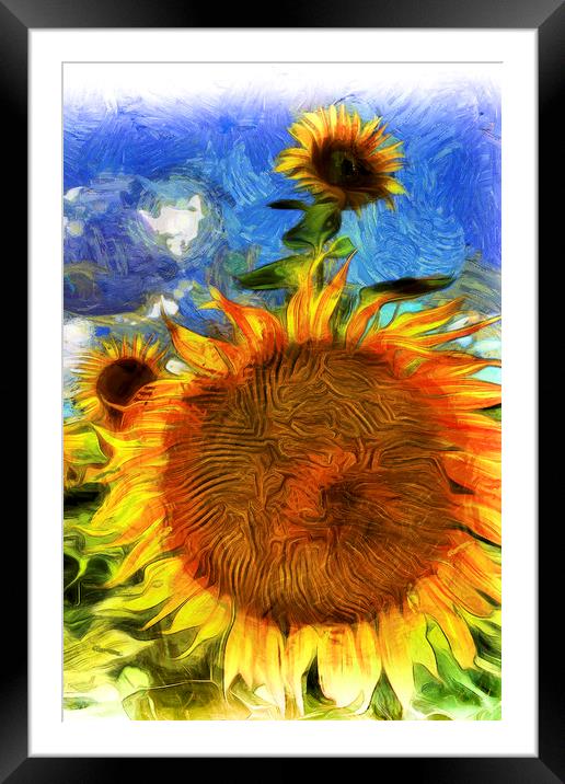 Sunflowers Van Gogh Art Framed Mounted Print by David Pyatt