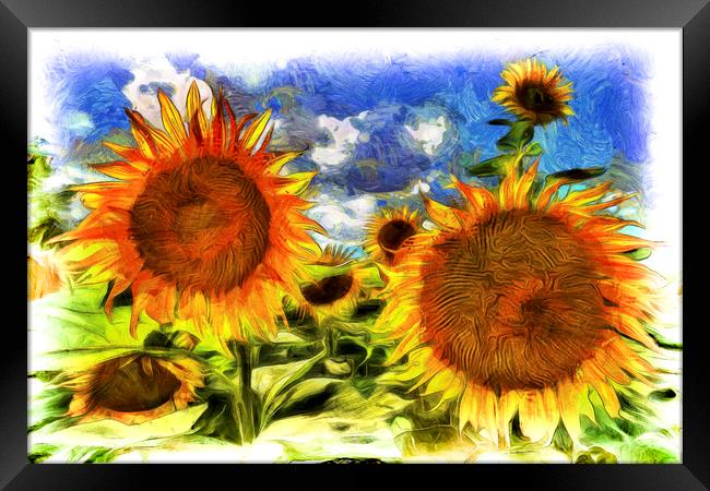 Sunflowers Van Gogh Framed Print by David Pyatt