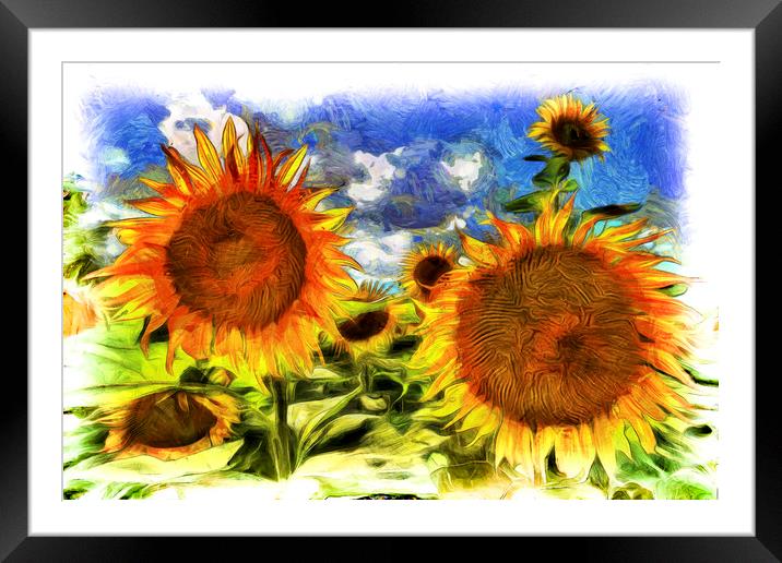 Sunflowers Van Gogh Framed Mounted Print by David Pyatt
