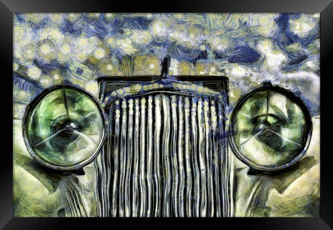 Jaguar Car Van Gogh Framed Print by David Pyatt