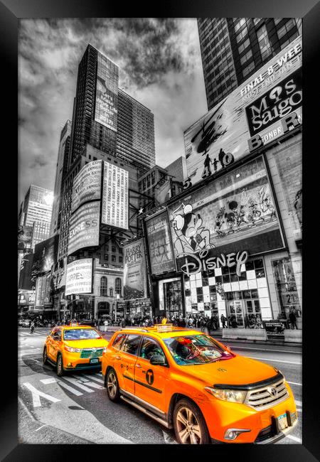 New York Yellow Cab Framed Print by David Pyatt