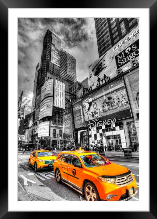New York Yellow Cab Framed Mounted Print by David Pyatt