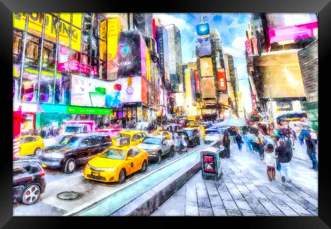 New York Times Square Art Framed Print by David Pyatt