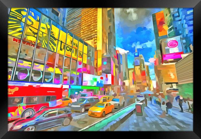 Times Square Pop Art Framed Print by David Pyatt