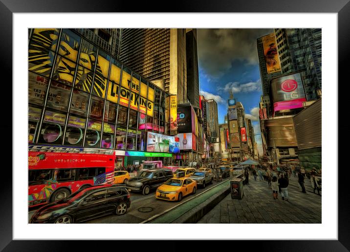 New York Art Times Square Framed Mounted Print by David Pyatt