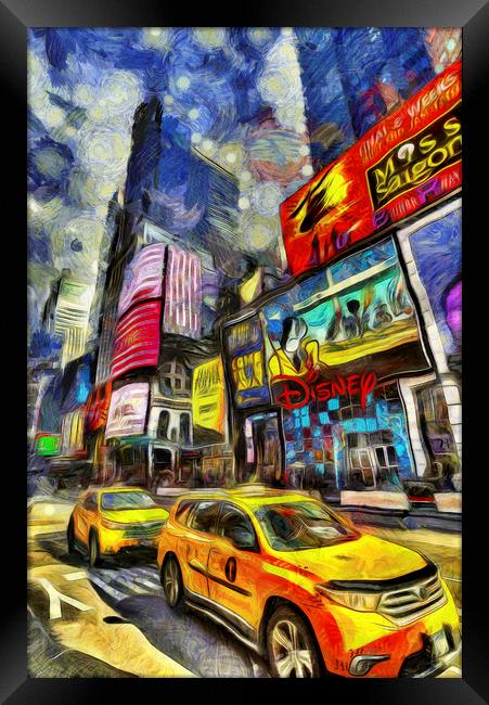 New York Taxis Art Framed Print by David Pyatt