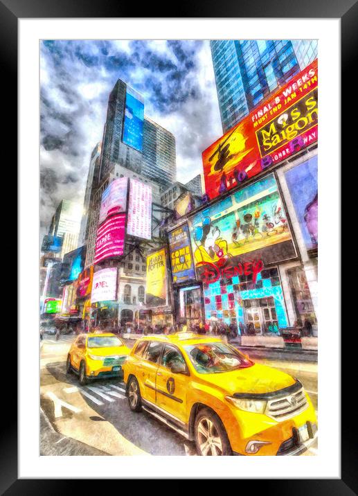 New York taxicabs Art Framed Mounted Print by David Pyatt