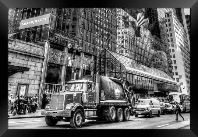 New York Dumpster Truck Framed Print by David Pyatt