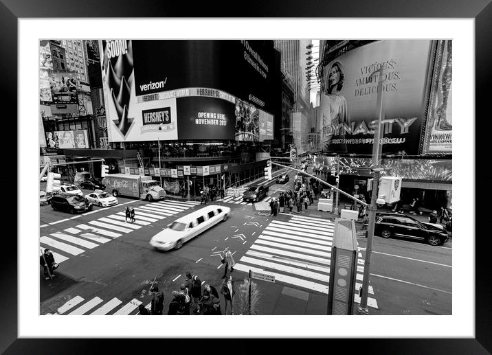 Stretch Limousine Times Square Framed Mounted Print by David Pyatt