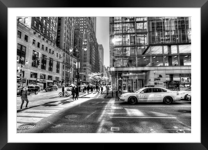 Street Scene New York  Framed Mounted Print by David Pyatt