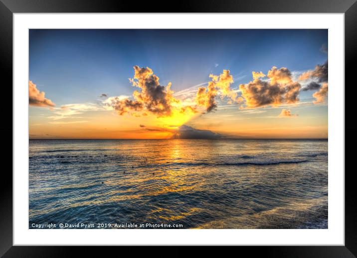 Barbados Sunset Framed Mounted Print by David Pyatt