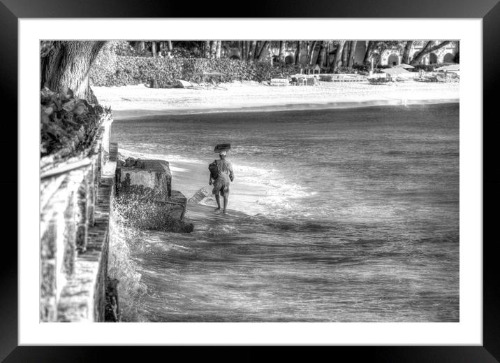 Barbados Beach Vendor Framed Mounted Print by David Pyatt
