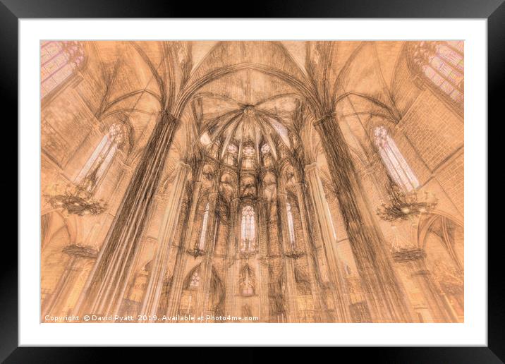 Barcelona Cathedral da Vinci Art  Framed Mounted Print by David Pyatt