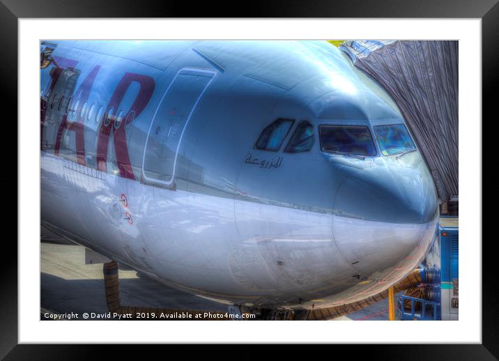 Qatari Airlines Boeing 777-300ER Framed Mounted Print by David Pyatt