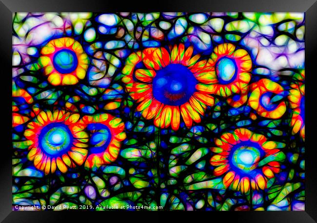 Stained Glass Sunflowers  Framed Print by David Pyatt