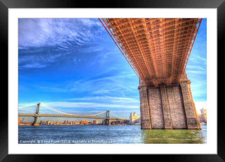 Brooklyn Manhattan Bridges  Framed Mounted Print by David Pyatt
