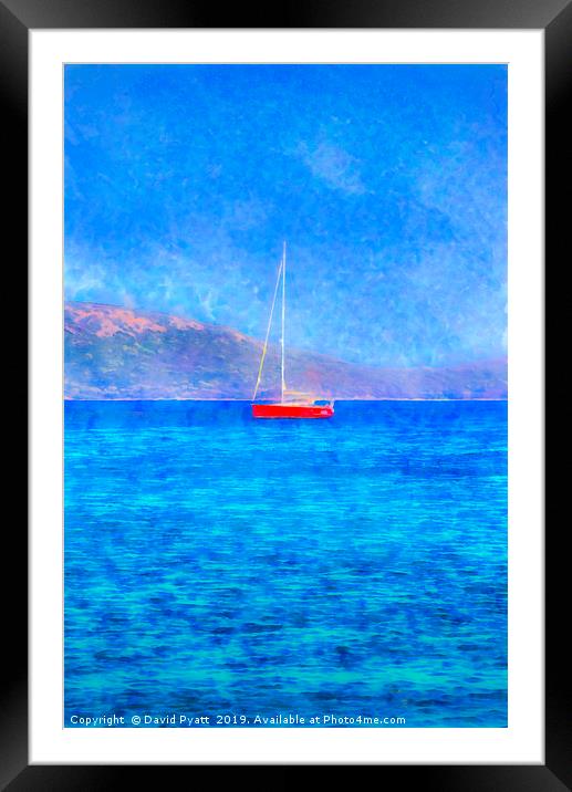Aegean Red Yacht Art Framed Mounted Print by David Pyatt